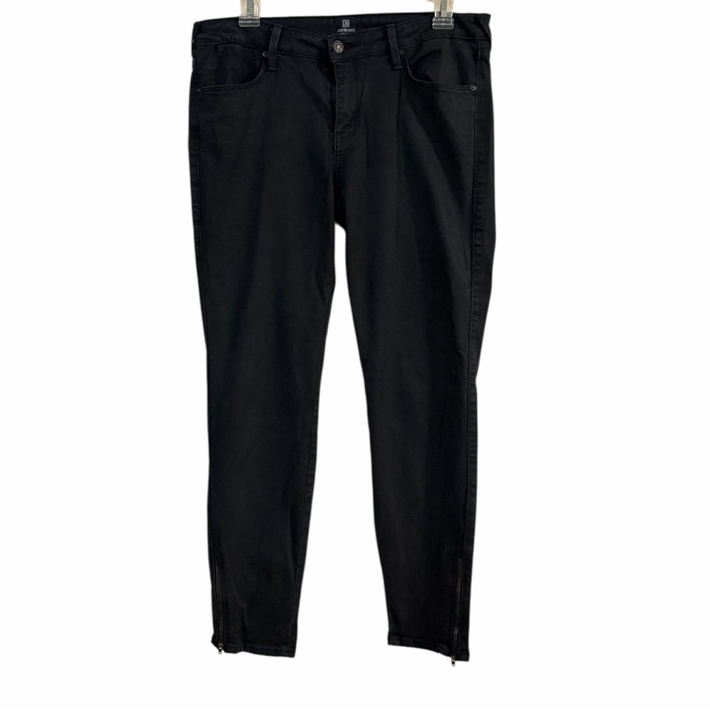 JB Just Black Ankle Zipper Jeans Size 30 Black Cropped Made in USA